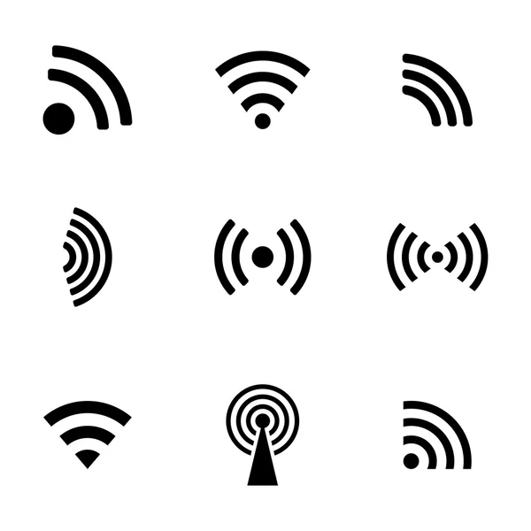 Vector black wireless icons set — Stock Vector