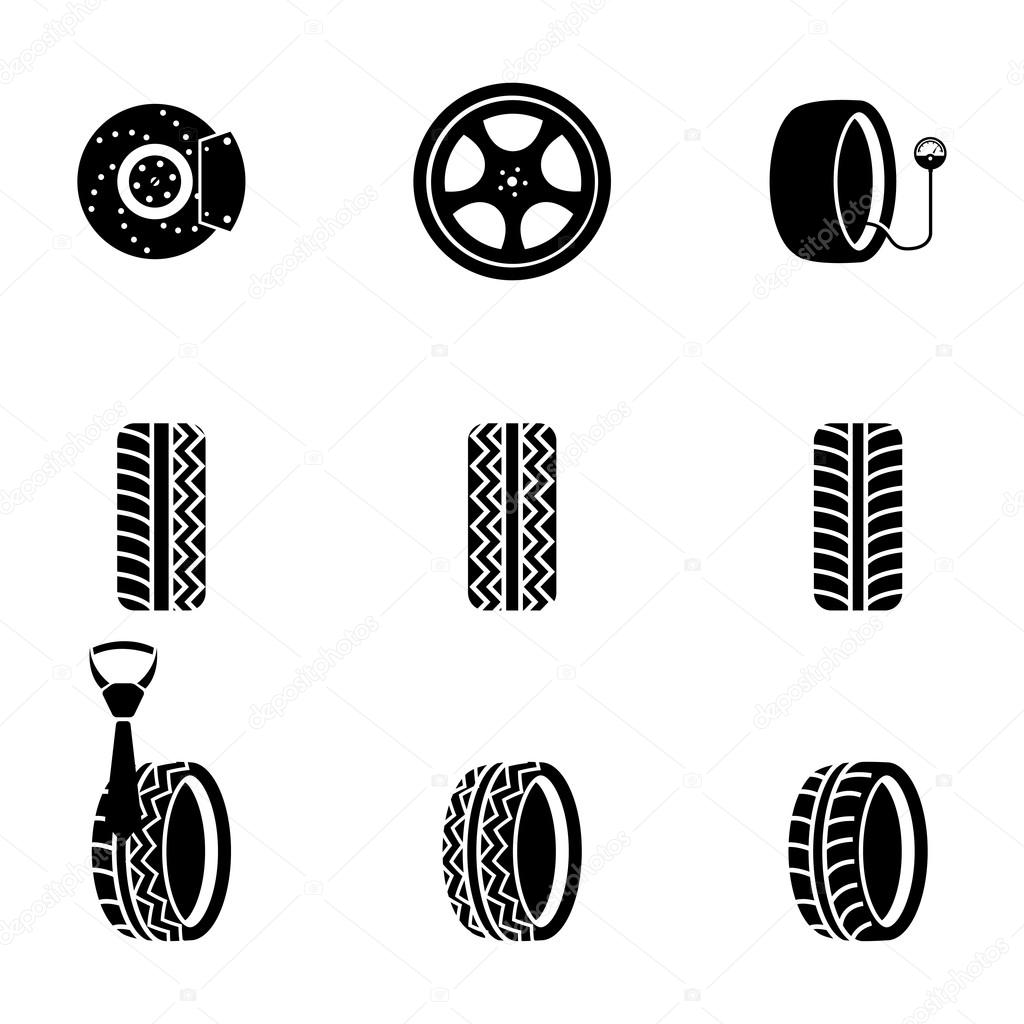Vector black tire icons set