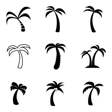siyah vektör palm simgeler kümesi