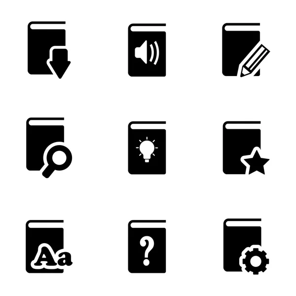 Vector negro Conjunto de iconos de libros — Vector de stock