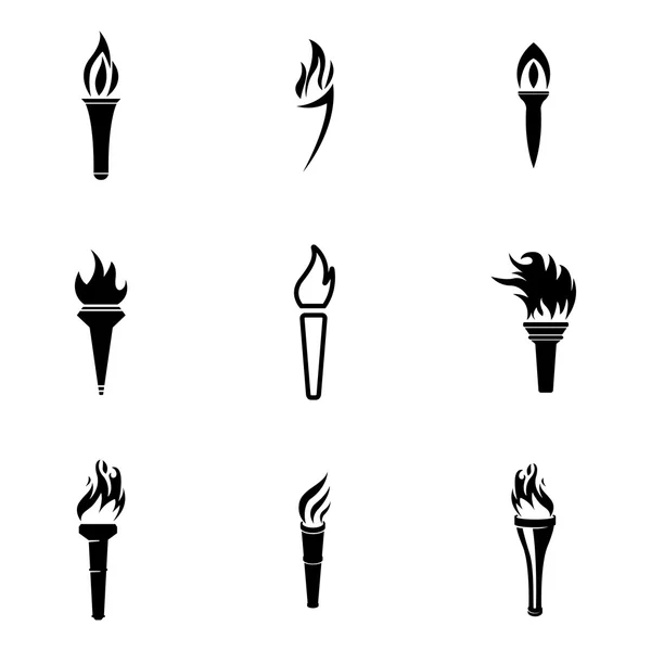 Vector black torch icons set — Stock Vector