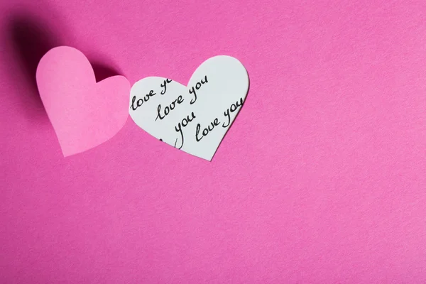 Heart Half-Cut From Pink Paper — Stock Photo, Image