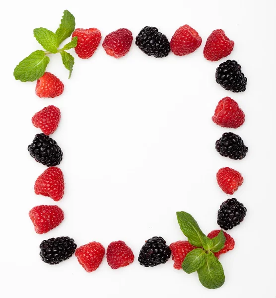 Berries and Spearmint Frame — Stock Photo, Image