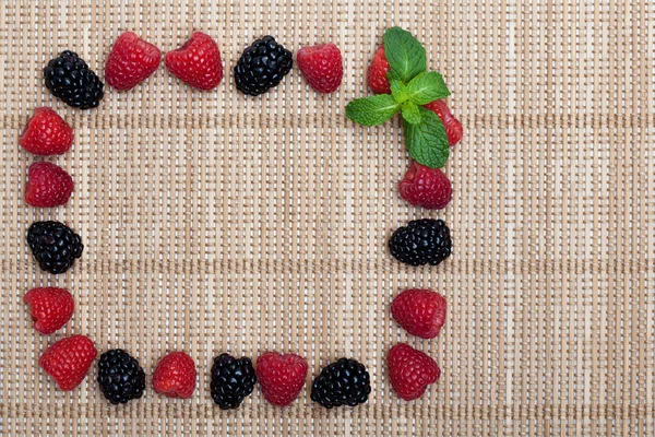 Berries and Spearmint Frame — Stock Photo, Image