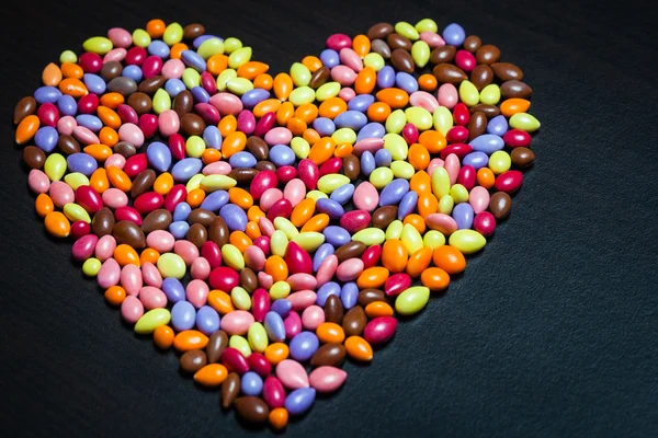 Colorful Glazed Sunflower Seed Candies Heart — Stock Photo, Image