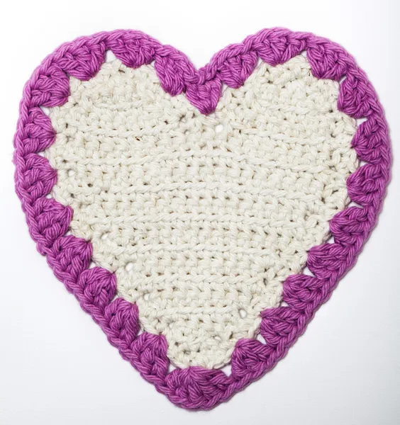 Uncinetto cuore lavorato a maglia — Foto Stock