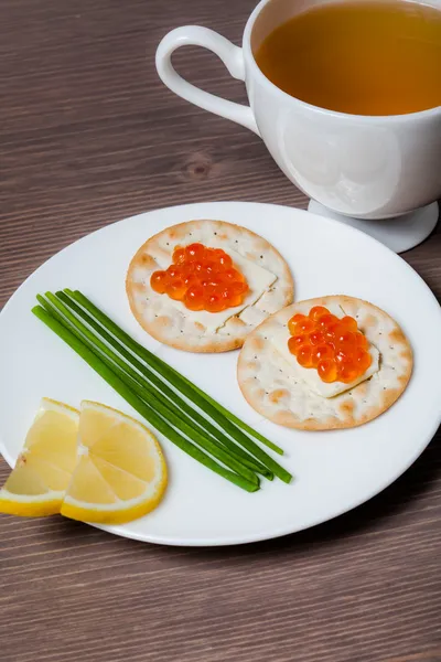 Red Caviar desayuno de vacaciones — Foto de Stock