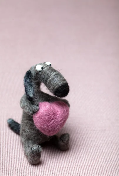 Felted Dog in Love — Stock Photo, Image