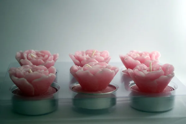 Rose-shaped pink tealight candles