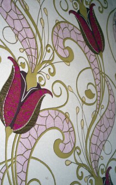 dekoratif duvar kağıdı deseni çiçekler ve pembe, beyaz ve yeşil yaprakları ile