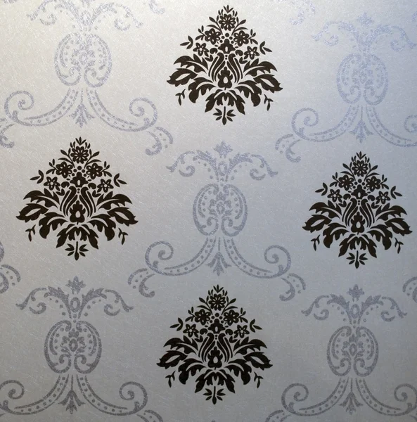 Decorative wallpaper with floral pattern in black and white — Stock Photo, Image