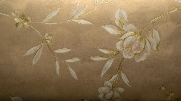 dekoratif duvar kağıdı desen peach, bakır ve altın yaprak ve çiçekler ile