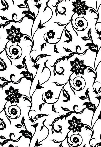 Siyah ve beyaz çiçek desenli dekoratif duvar kağıdı Telifsiz Stok Imajlar