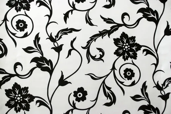 Siyah ve beyaz çiçek desenli dekoratif duvar kağıdı Stok Fotoğraf