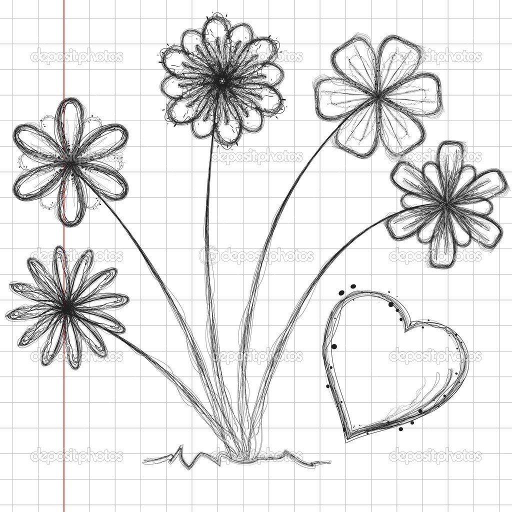 Rysunek Kwiaty I Serca Grafika Wektorowa Cornflowerz