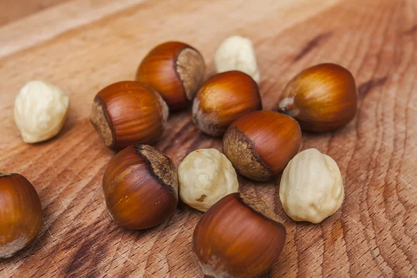 Scattered hazelnuts — Stock Photo, Image