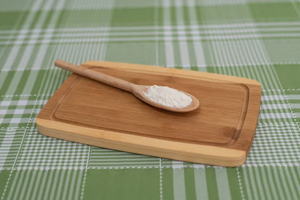 Table Wooden Spoon Flour — Stock Photo, Image