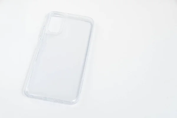 Gennemsigtig Mobiltelefon Dækning Isoleret Hvid Baggrund - Stock-foto