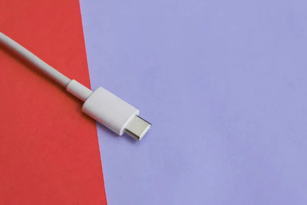 Usb Cable Type Pink Blue Background — Stock Photo, Image