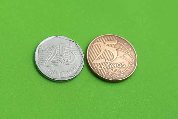 Гроші Бразильські Монети Кентаво — стокове фото