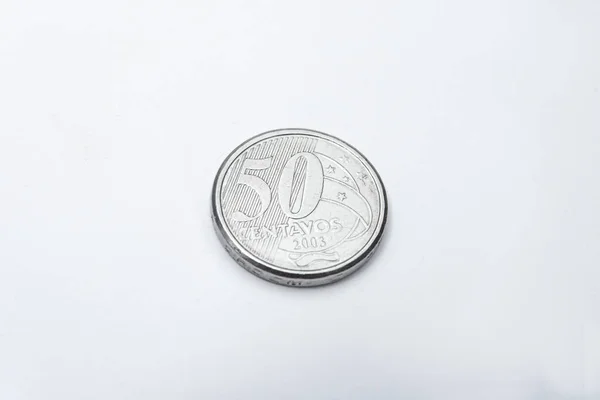 Dinheiro Moedas Brasileiras Centavos — Fotografia de Stock