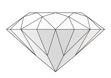 Grafik hatlı elmas beyaz, basit çokgen parlak, 3D görüntüleme