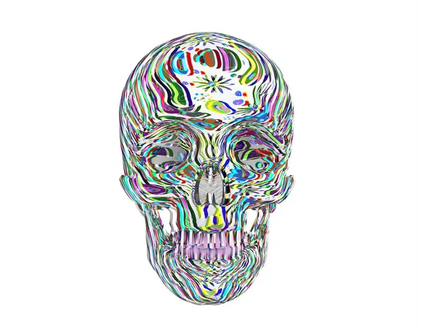 白地に隔離された抽象的な創造的な頭蓋骨 3Dレンダリング — ストック写真