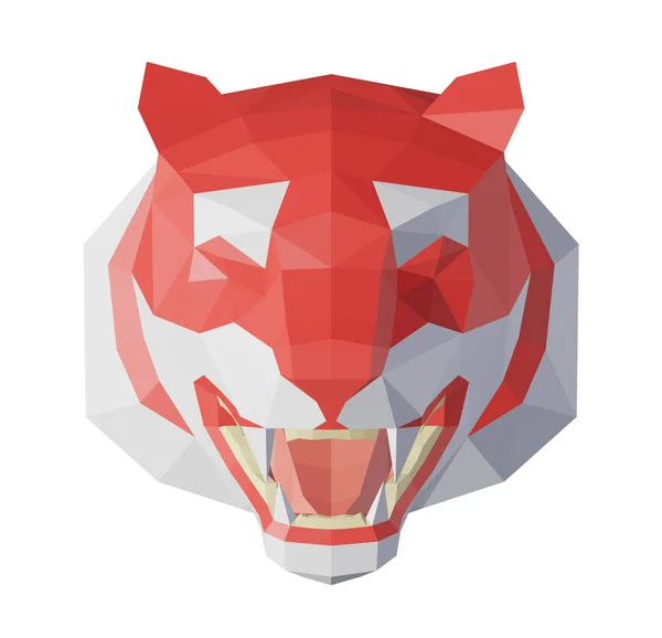 Abstract Low Poly Tiger Head Full Face Rendering — Stockfoto