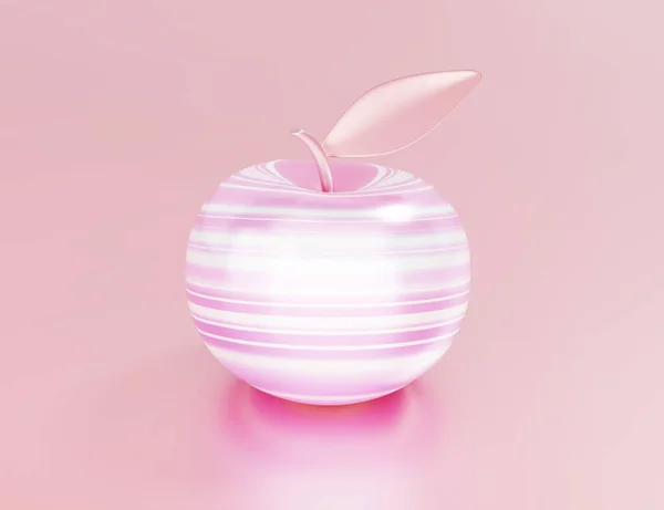 Όμορφη Ροζ Μήλο Ροζ Φόντο Αποδίδεται — Φωτογραφία Αρχείου