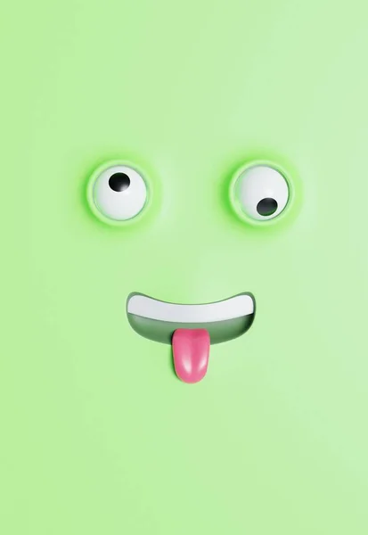 Funny Guy Cross Eyed Stuck Out His Tongue Cartoon Face — Stock Photo, Image