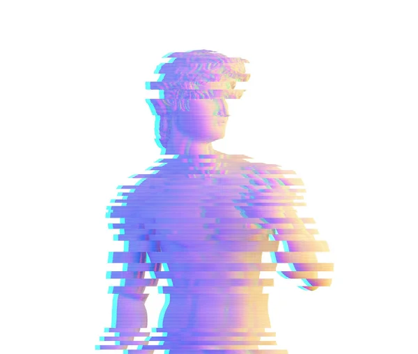 Torso David Med Glitch Effekt Ränder Renderade — Stockfoto