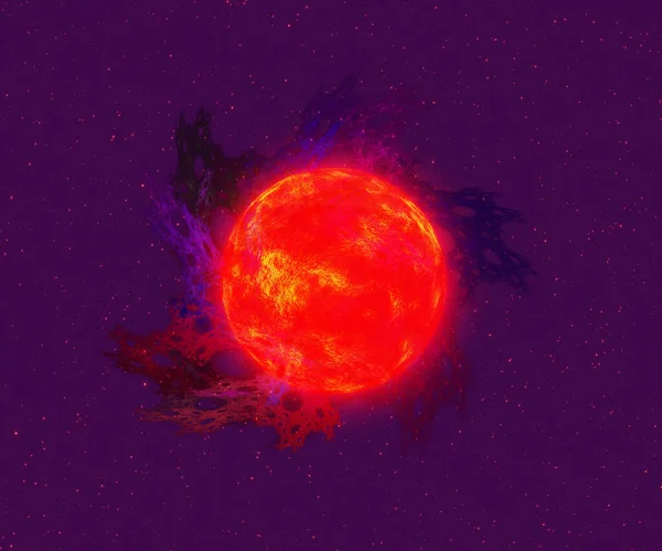 Bintang Katai Merah Dalam Kosmos Ruang Penerbangan Bintang Merah Diberikan — Stok Foto