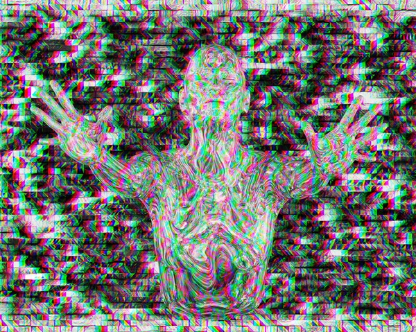 Espace Virtuel Métaverse Concept Intelligence Artificielle Effet Glitch Rendu — Photo