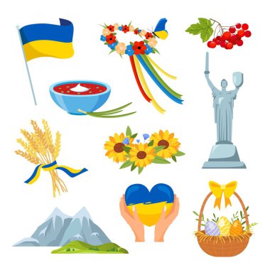 Ukrayna ikon koleksiyonu. Vektör illüstrasyonu