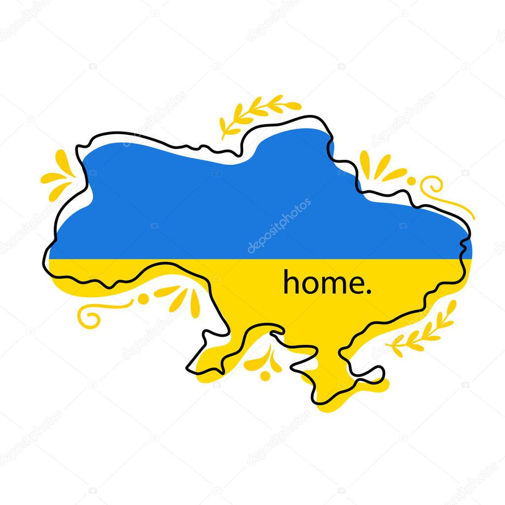 Ukraine map with national flag colors