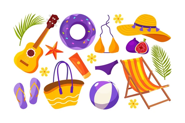 Sevimli yaz simgeler kümesi