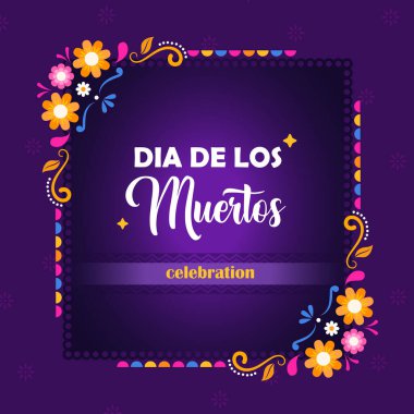 Dia de Los Muertos ya da Ölüler Günü tebrik kartı, afiş, davetiye, parti afişi, el ilanı. Meksika tatil illüstrasyonu