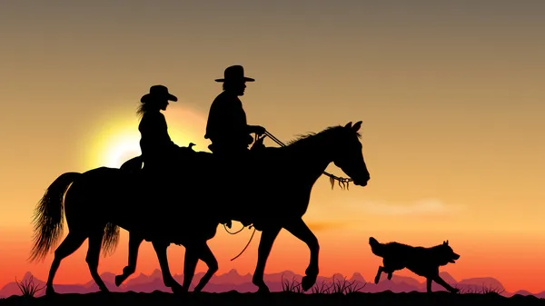 Couple Cowboy — Image vectorielle