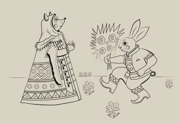 Лиса и заяц — стоковый вектор