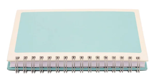 Caderno Espiral Azul Claro Com Moldura Branca Página Capa Isolada — Fotografia de Stock