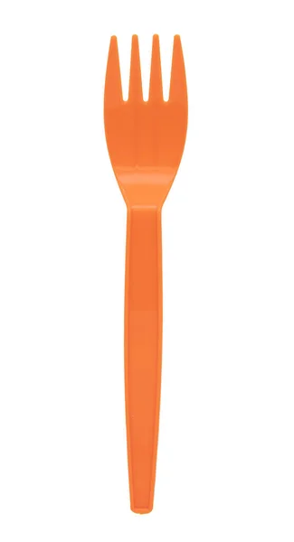 Oranžové Plastové Vidlice Izolované Bílém Pozadí — Stock fotografie