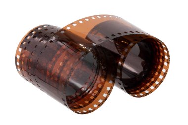 Beyaz arkaplanda izole edilmiş analog film şeritleri