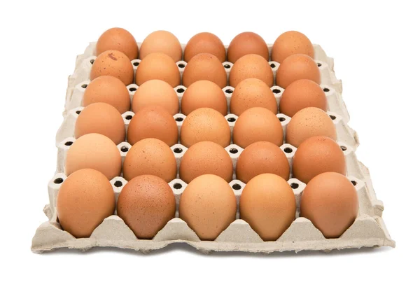 Huevos Pollo Caja Papel Aislados Sobre Fondo Blanco —  Fotos de Stock