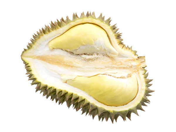 Halb Geschnittener Durian Isoliert Auf Weißem Hintergrund — Stockfoto