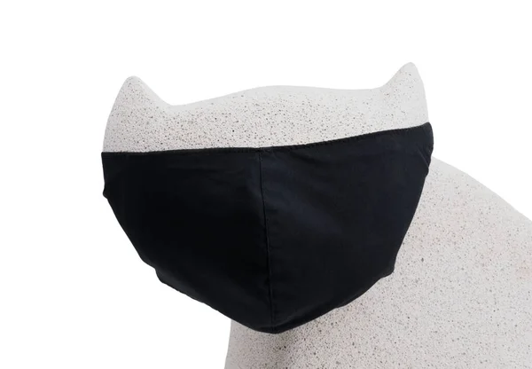 Schwarze Baumwolle Gesichtsmaske Auf Katzenfigur Face Coronavirus Präventive Baumwollmaske Diy — Stockfoto