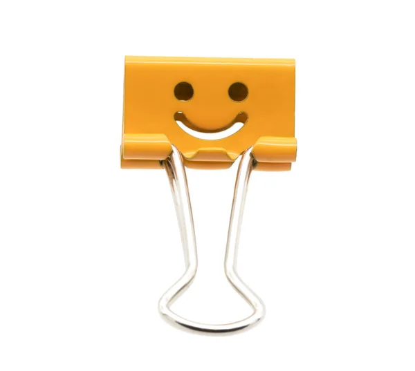 Smile Orange Binder Clip Isolated White Background — ストック写真