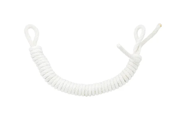 Cuerda Retorcida Blanca Aislada Sobre Fondo Blanco — Foto de Stock