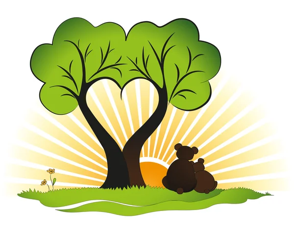 birkaç ayı ve romantik gündoğumu.