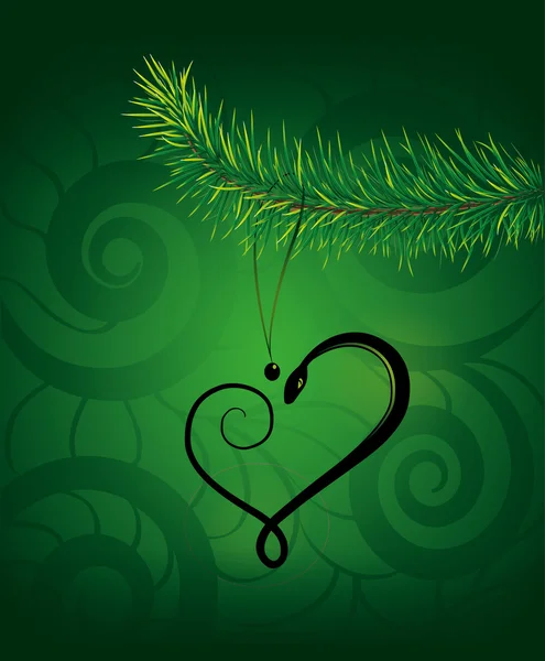 Yılan Yılı. Kontur yılan yeşil zemin üzerine.