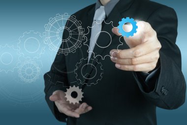 İş adamının el gösterimi vitesi başarıya
